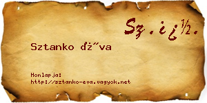 Sztanko Éva névjegykártya